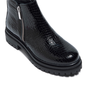 Carl Scarpa Arletta Black Croc Patent Leather Ankle Boots